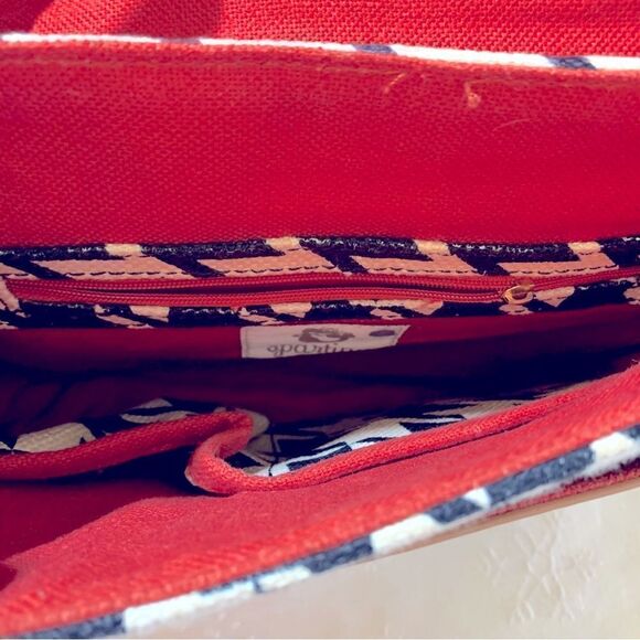 Spartina 449 Stoddard Crossbody Handbag Linen & Leather Snap Closure Gorgeous - Picture 9 of 10